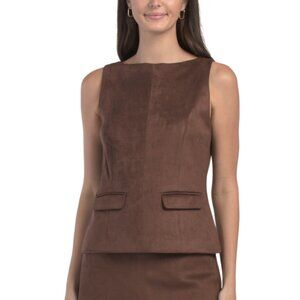 Revolve Camila Coelho Chocolate Faux Suede Top